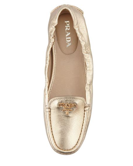 Prada Metallic Leather Scrunch Loafer 